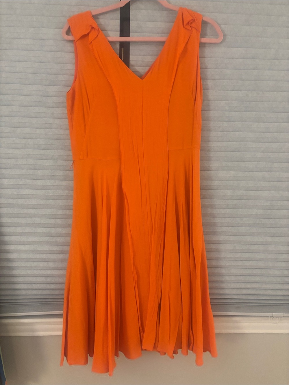 Ann Taylor Vibrant Orange V-Neck Sleeveless Dress